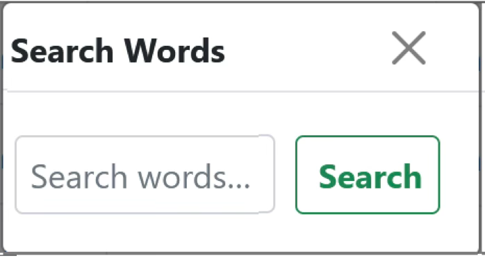 Search Words tool for instantly finding any word on Colwords